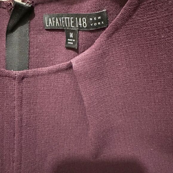 LAFAYETTE 148 Burgundy Wool Dress Size 14 - Picture 7 of 9